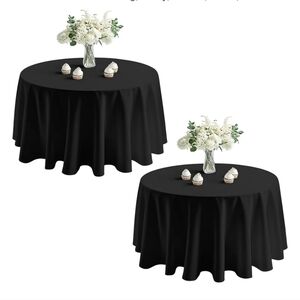 2-Pack 60" Round Black Tablecloths